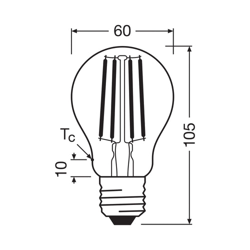 LED filamentpære E27 5W 2700K 1055lm klar 2-pk bakside