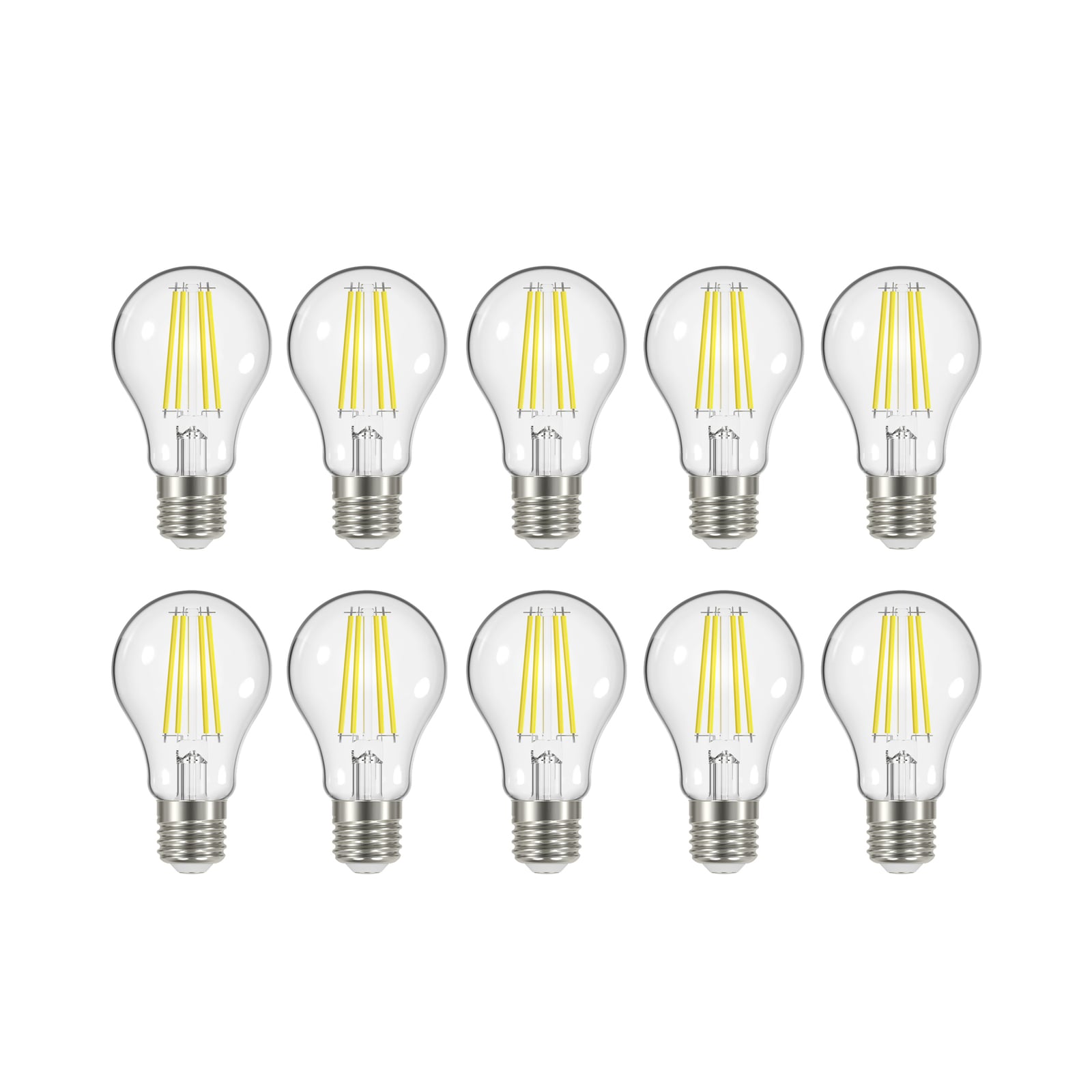 LED filamentpære E27 5W 2700K 1060 lm klar 10-pack forfra