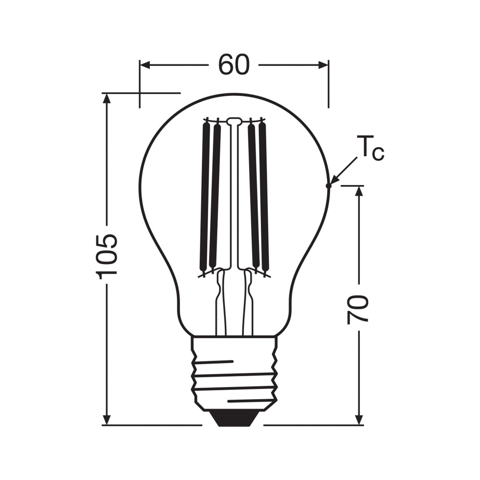 LED filamentpære E27 5W 4000K 1055 lm 2-pakning OSRAM bakside