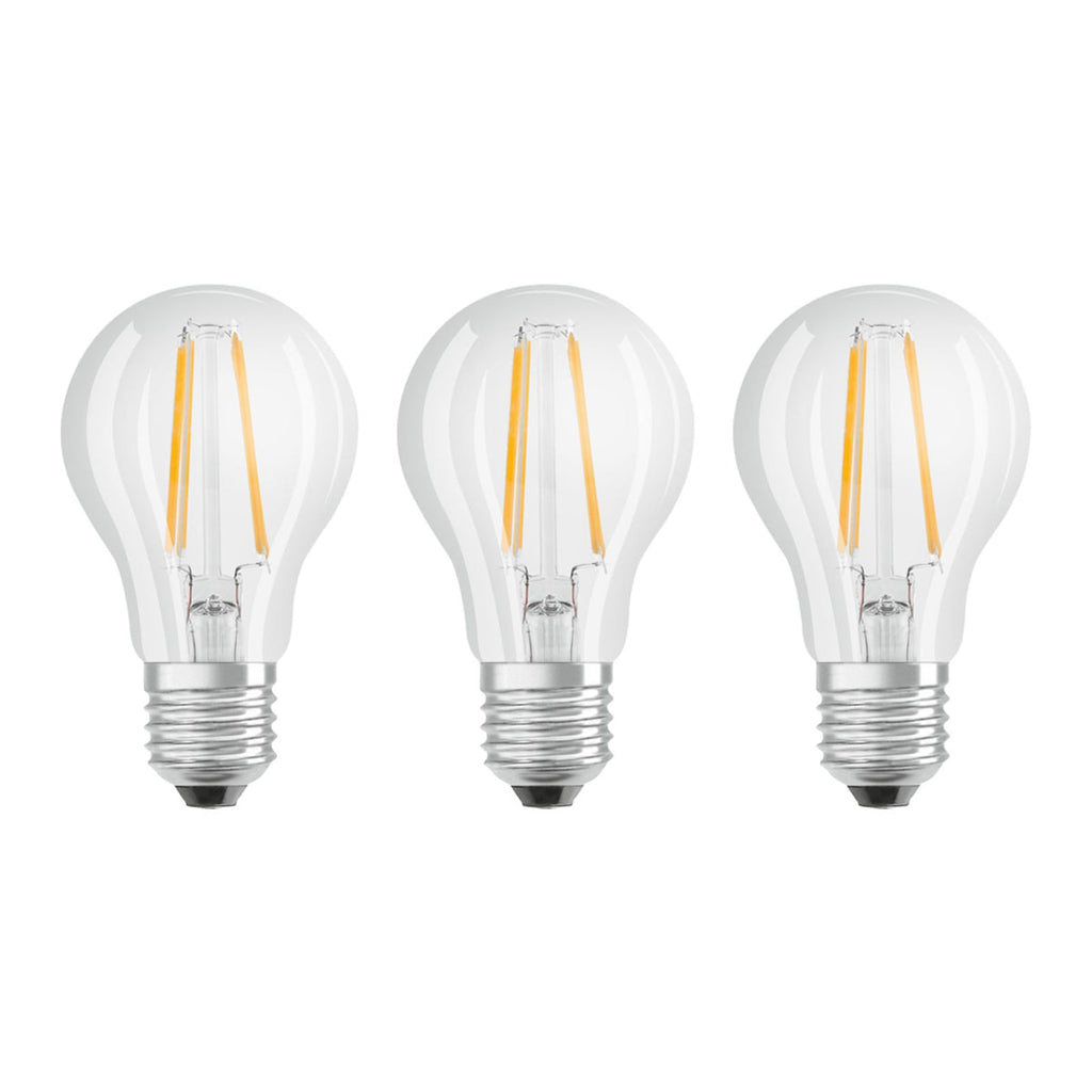 LED filamentpære E27 6,5W 4000K nøytralhvit klar 3-pk forfra