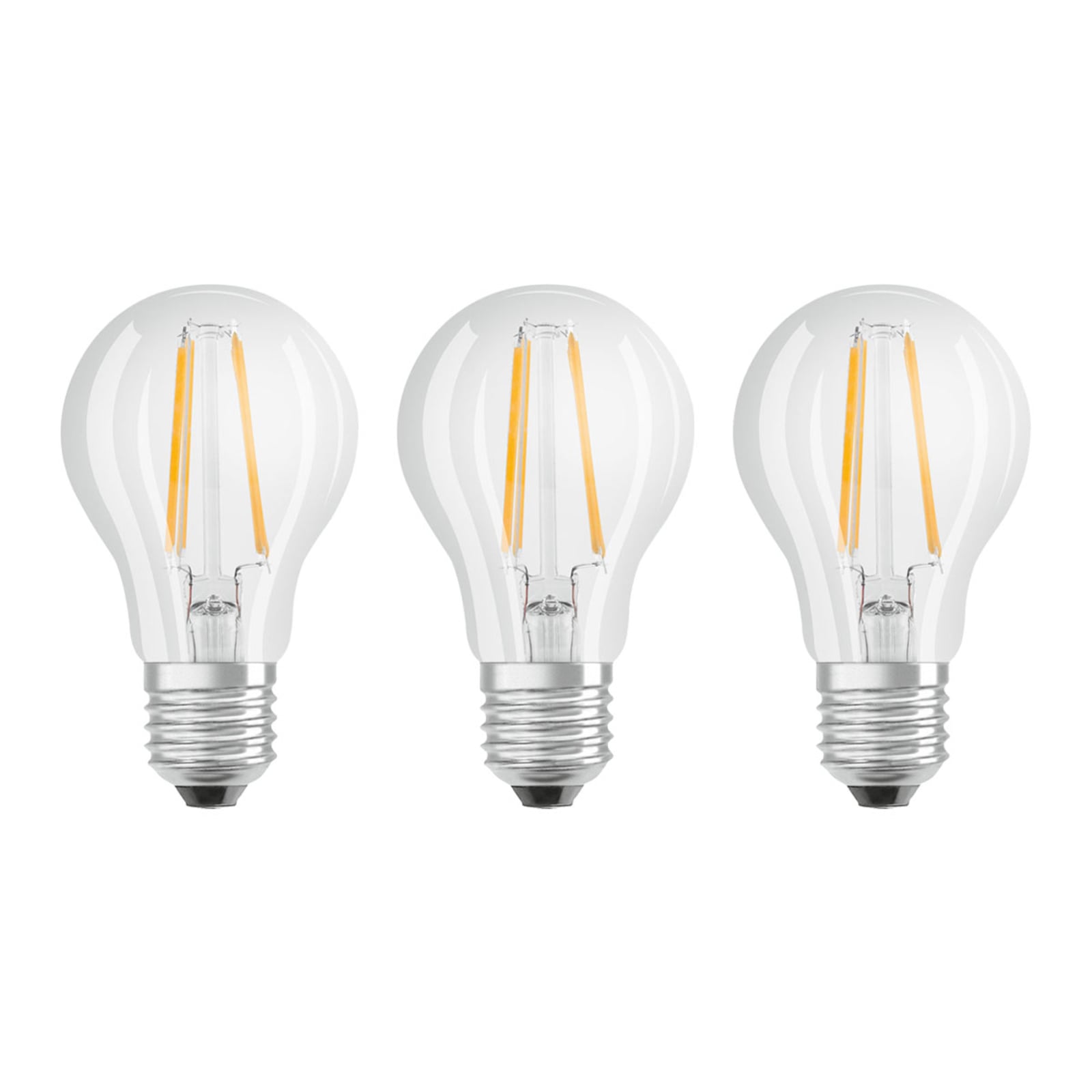 LED filamentpære E27 6,5W 4000K nøytralhvit klar 3-pk forfra
