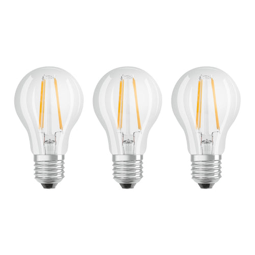 LED filamentpære E27 6,5W 4000K nøytralhvit klar 3-pk forfra