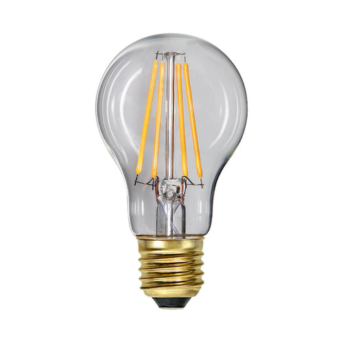 LED filamentpære E27 6,5W 2100K dimbar klar pæreform STAR TRADING bakside