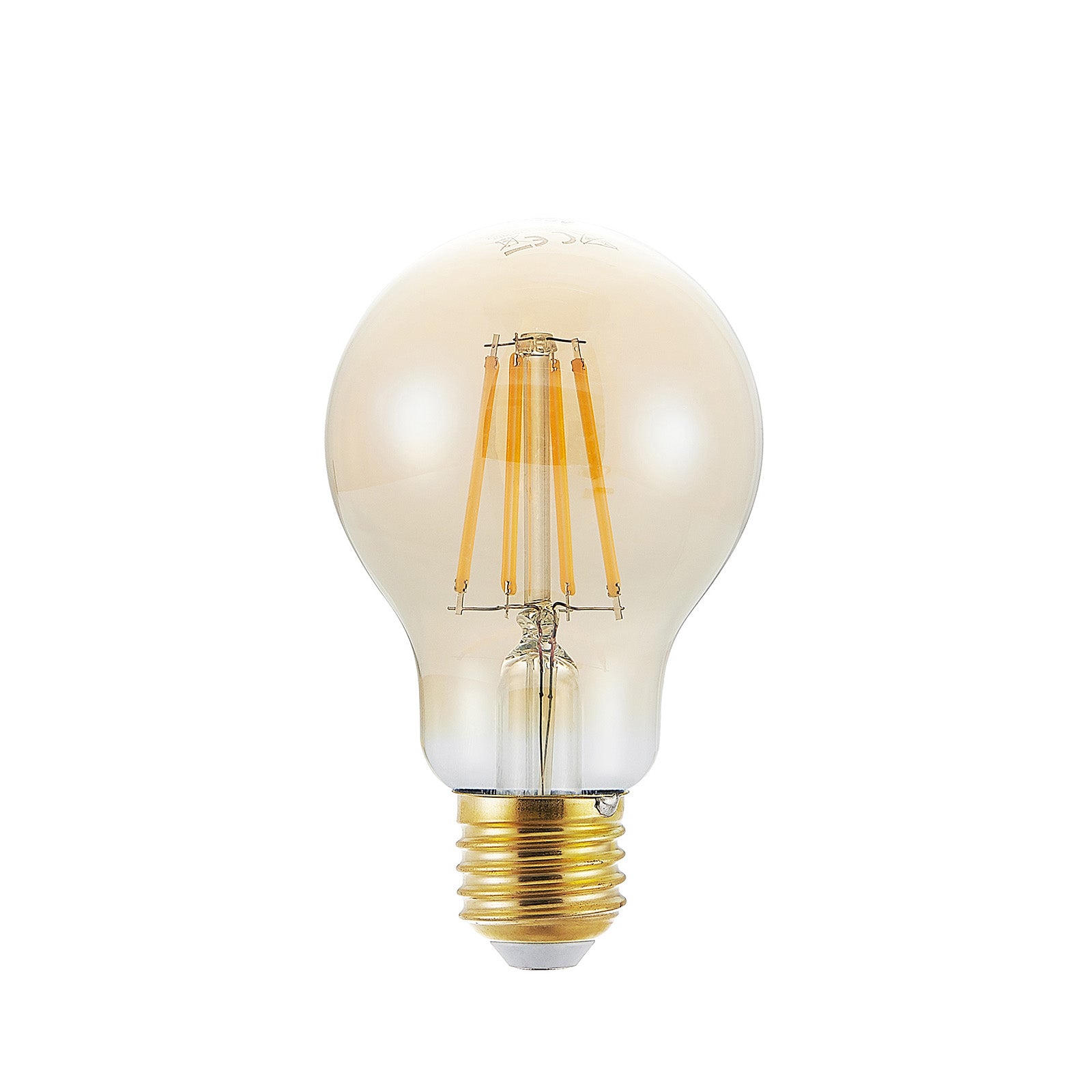 LED filamentpære E27 6,5W 2500K amber 3-stegs dimbar Arcchio detalj av glass