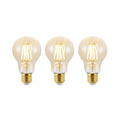 LED filamentpære E27 6,5W 2500K amber dimbar 3-pk foran