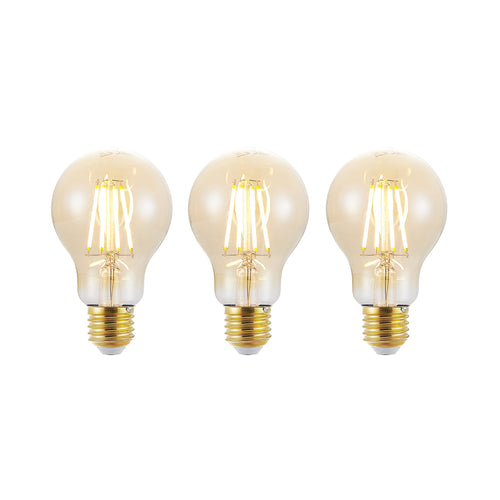LED filamentpære E27 6,5W 2500K amber dimbar 3-pk foran