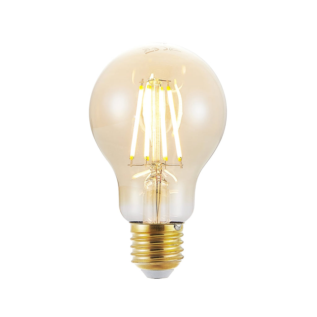 LED filamentpære E27 6,5W 2500K amber dimbar 3-pk bakside