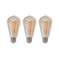 LED filamentpære E27 6W 1800K amber 3-pack forfra