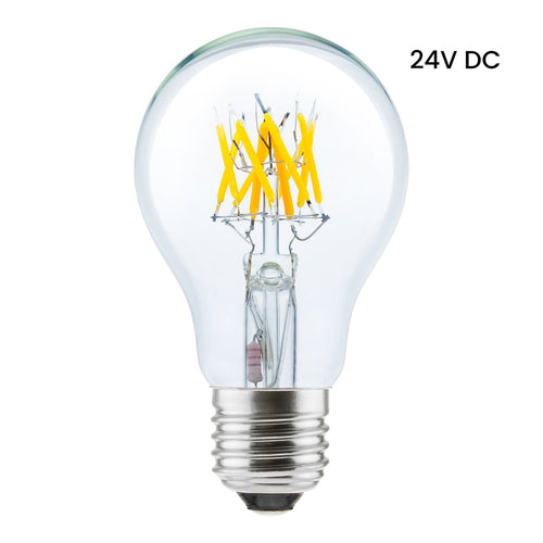 LED filamentpære E27 6W 2700K dimbar 24V DC - SEGULA nærbilde av filament