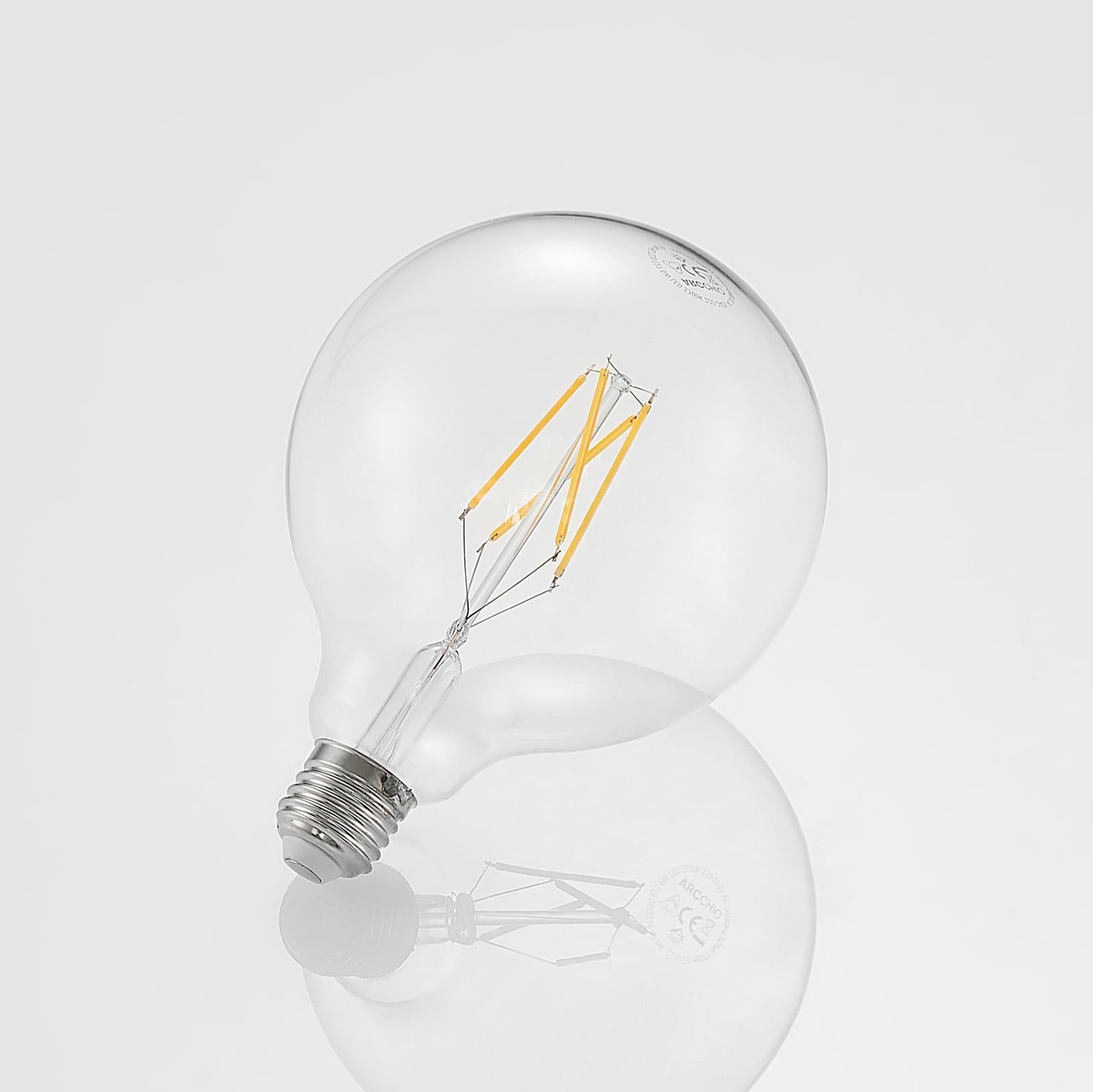 Detalj av LED filamentpære E27 6W 2700K globe G125 dimbar klar - Arcchio