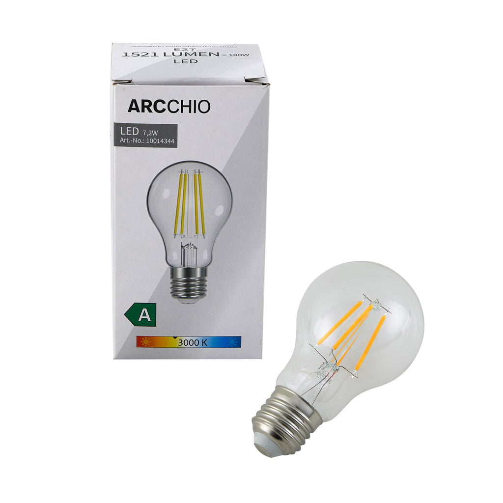 LED filamentpære E27 7,2W 1521lm 3000K klar - Arcchio lys i mørkt rom