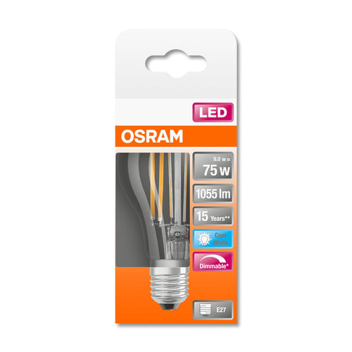 LED filamentpære E27 7,5W 4000K 1055lm dimbar klar - OSRAM detaljvisning