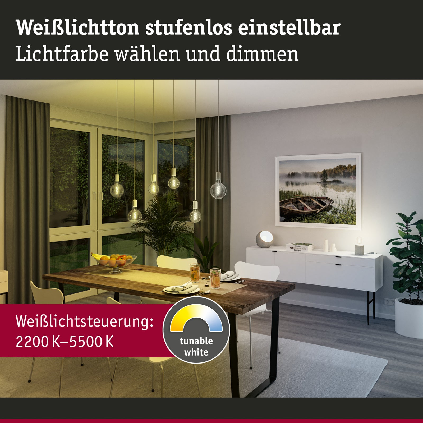 Nærbilde av gullfarget glass på LED filamentpære E27 7,5W 600lm CCT dimbar gull Zigbee Paulmann