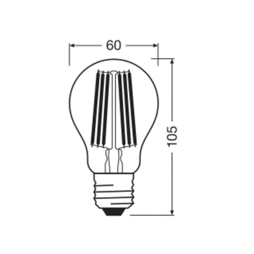 LED filamentpære E27 7,2W 1521lm 4000K nøytralhvit - OSRAM bakside