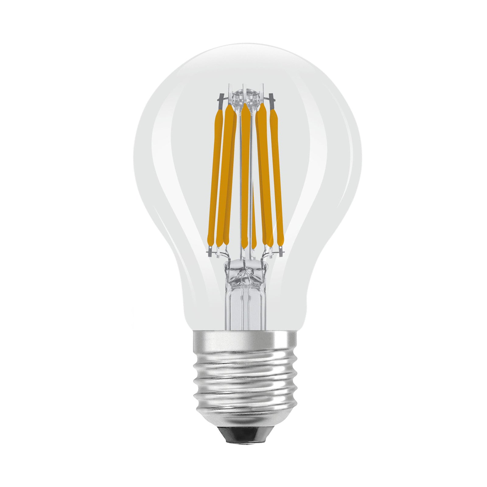 LED filamentpære E27 7,2W 2700K 1521lm klar 2-pakning OSRAM forfra
