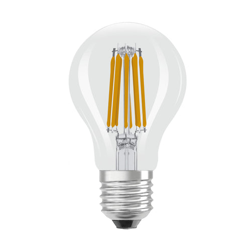 LED filamentpære E27 7,2W 2700K 1521lm klar 2-pakning OSRAM forfra