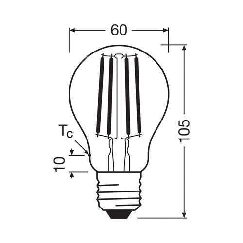 LED filamentpære E27 7,2W 2700K 1521lm klar 2-pakning OSRAM bakside