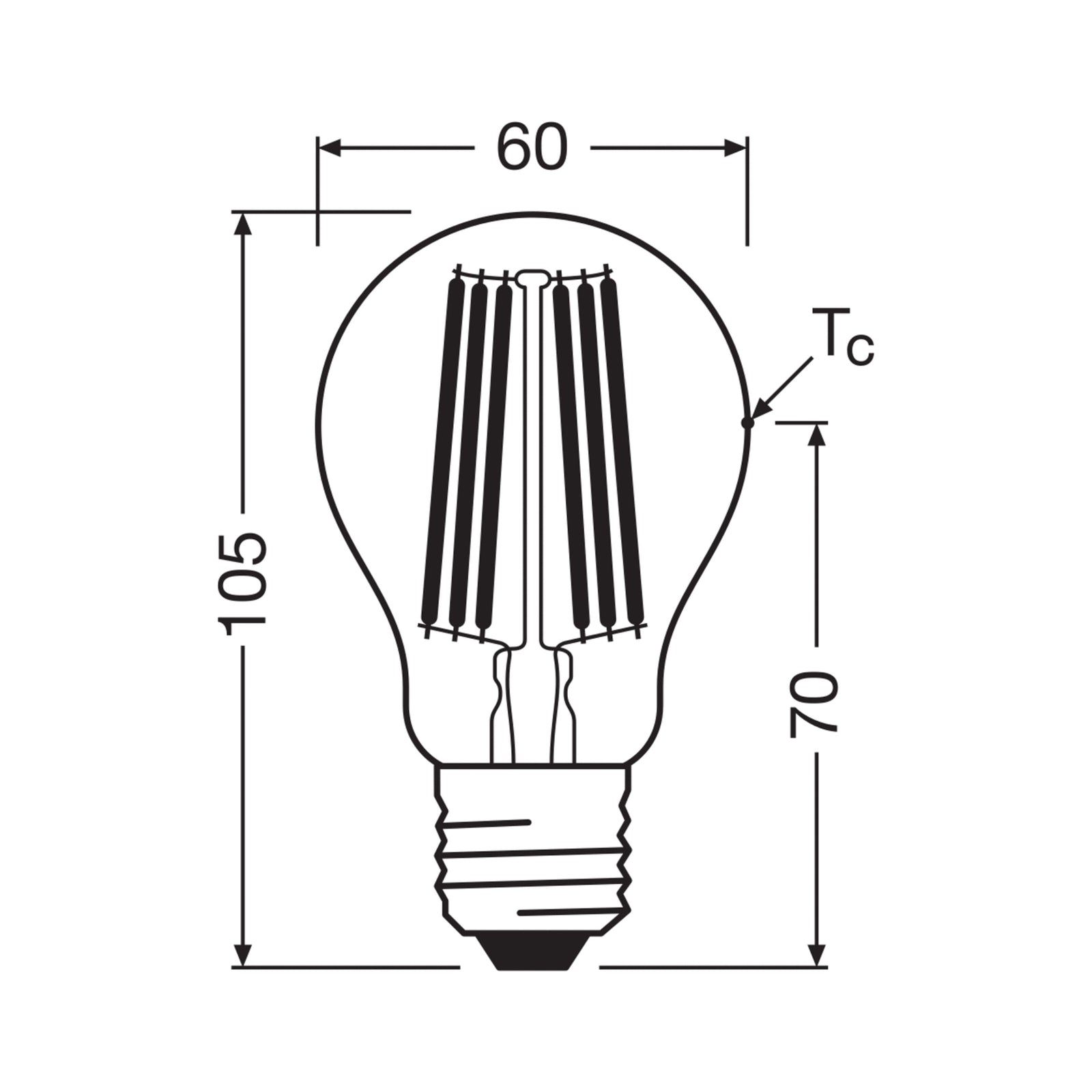 Bakside av LED filamentpære E27 7,2W 4000K 1521lm klar 2-pakning - OSRAM