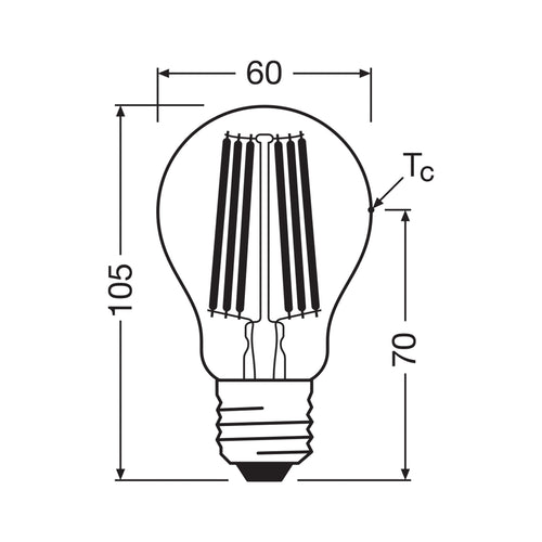 Bakside av LED filamentpære E27 7,2W 4000K 1521lm klar 2-pakning - OSRAM