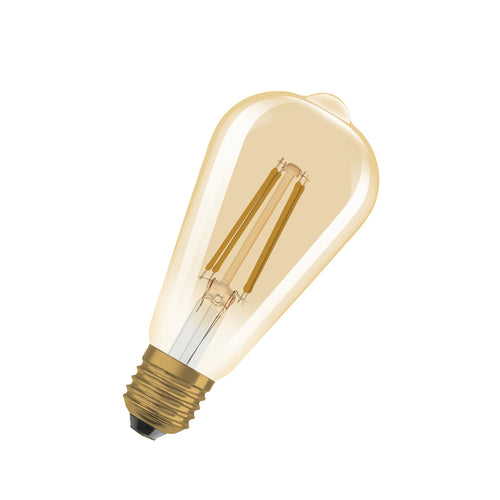LED filamentpære E27 7,2W Edison 2400K gull dimbar - OSRAM forfra