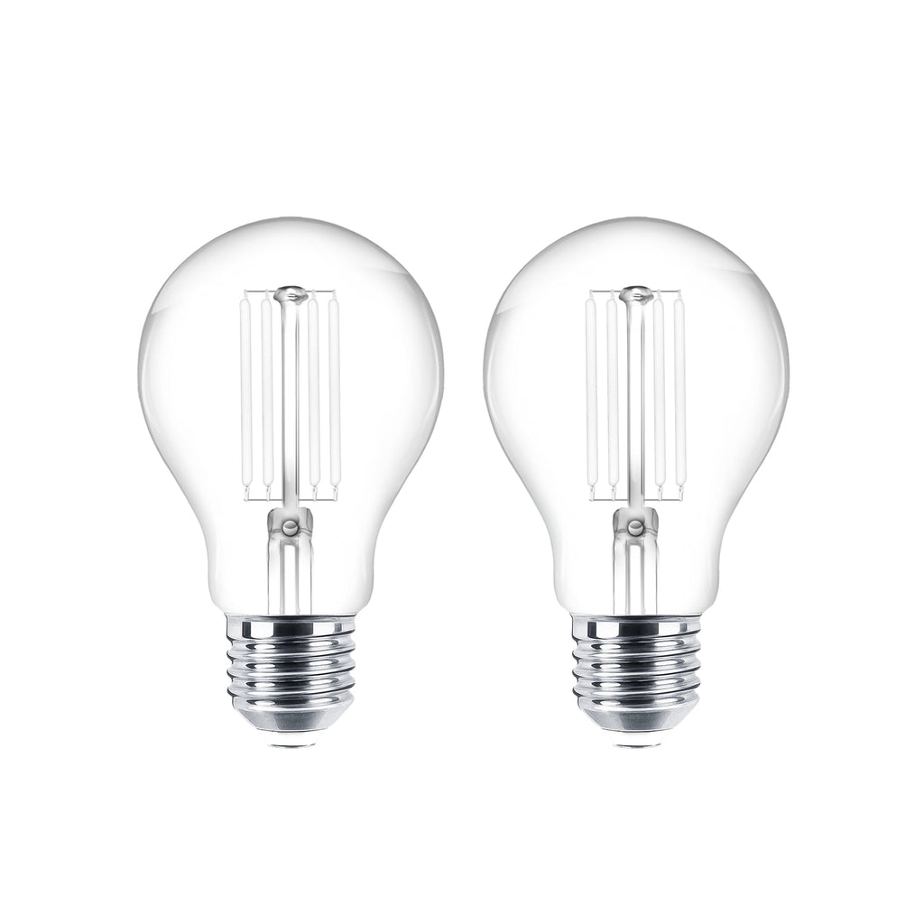 LED filamentpære E27 7W 2700K klar 806 lm 2-pakning Lindby forfra