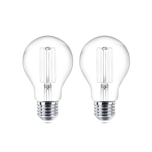 LED filamentpære E27 7W 2700K klar 806 lm 2-pakning Lindby forfra