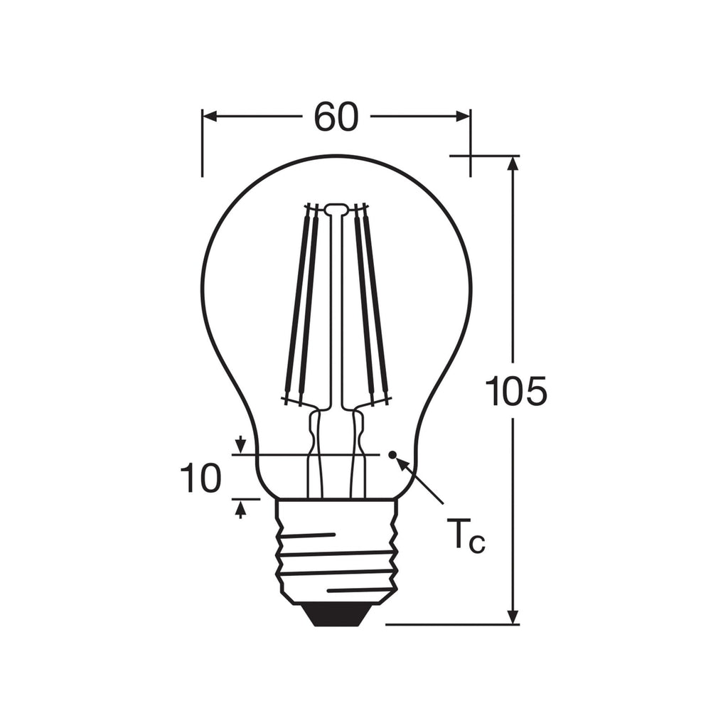 Detalj av LED filamentpære E27 7W 2700K klar glass OSRAM
