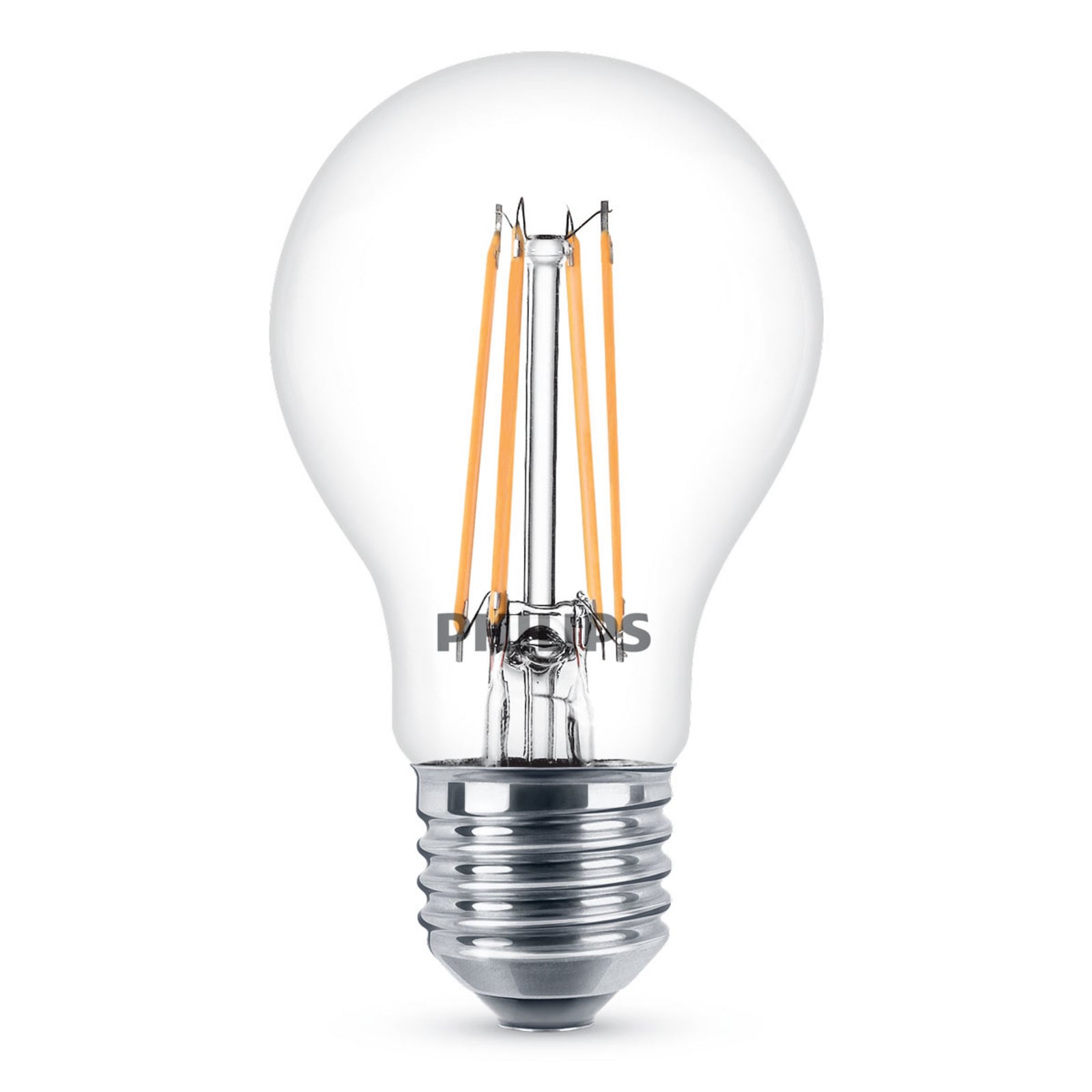 LED filamentpære E27 7W 2700K klar pæreform - Philips forfra