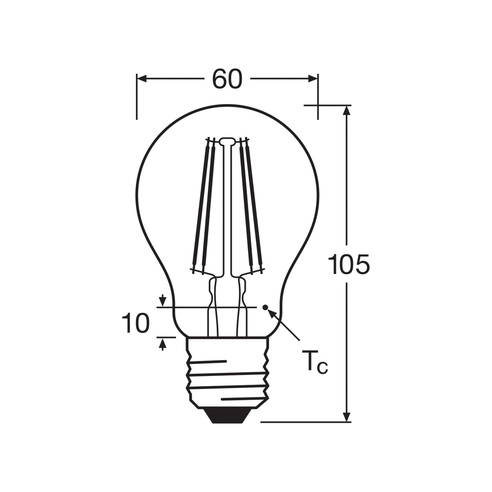 Detalj av klar LED filamentpære E27 7W 2700K varmhvit OSRAM