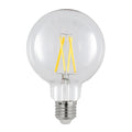 LED filamentpære E27 8W 2700K dimbar G95 globe klar fra front