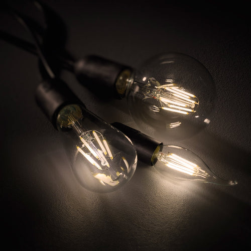 LED filamentpære E27 8W 2700K dimbar med bryter klar detaljbilde