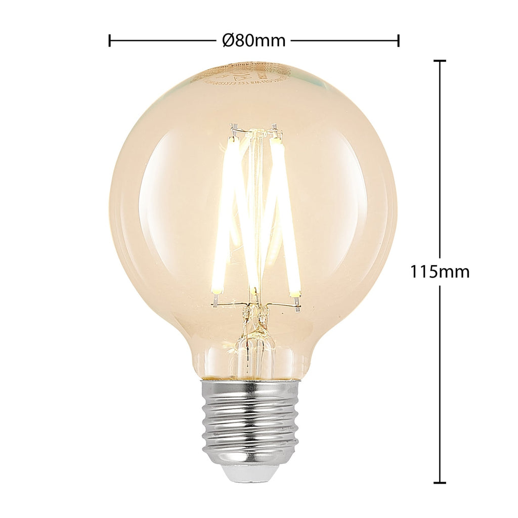 LED filamentpære E27 8W G80 2700K dimbar klar - Arcchio bakside