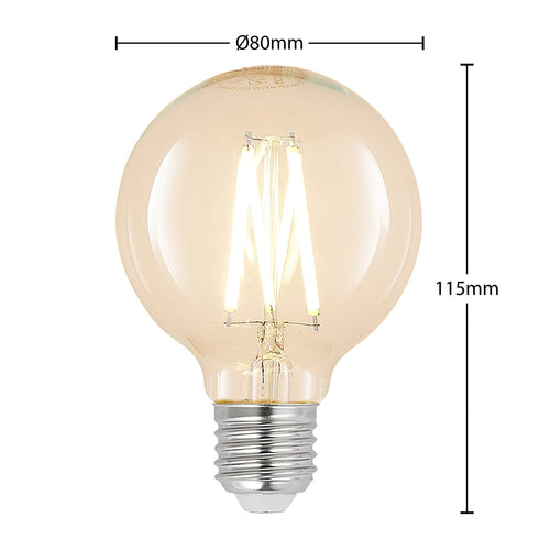 LED filamentpære E27 8W G80 2700K dimbar klar - Arcchio bakside