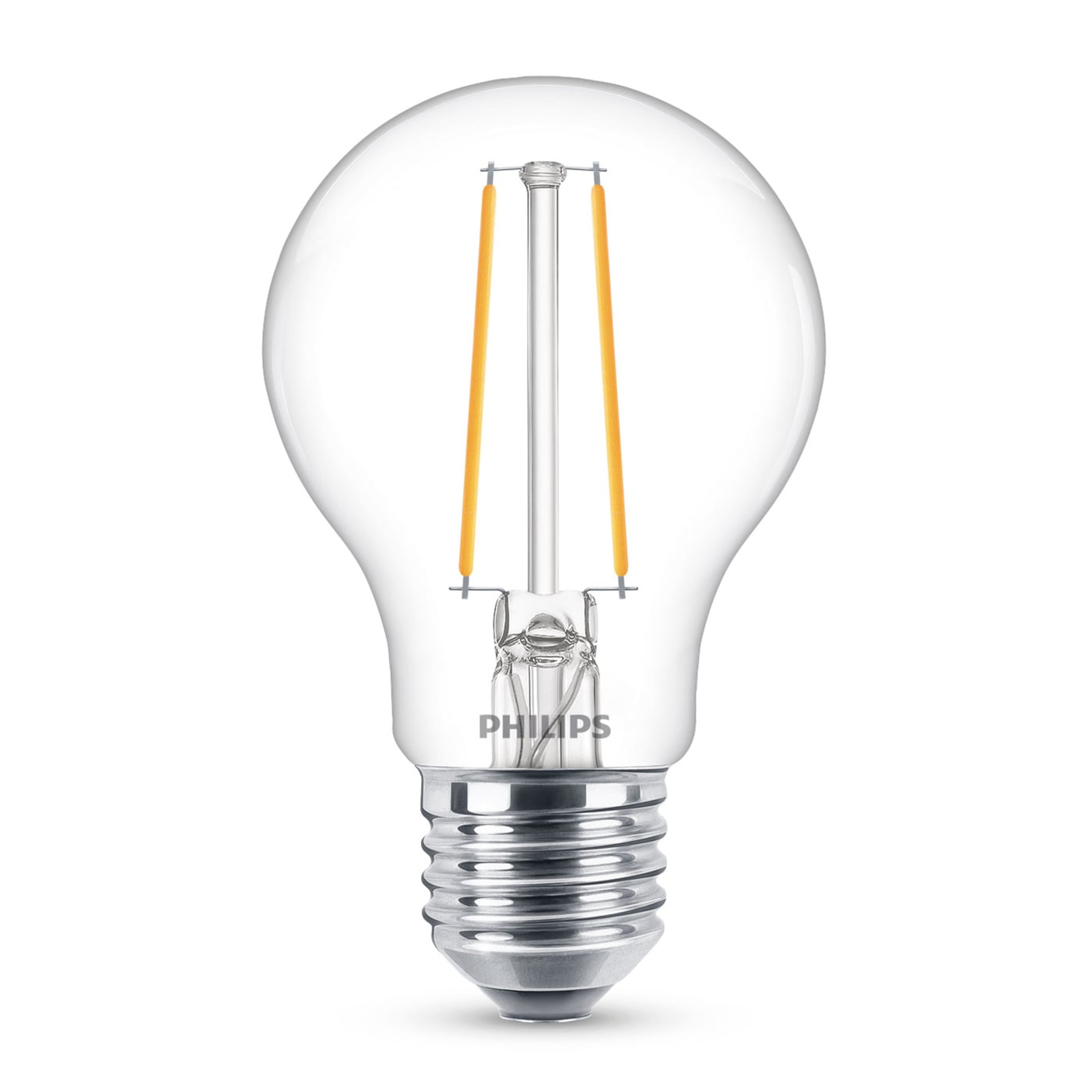 LED filamentpære E27 A60 2,2W 250lm 2700K klar - Philips forfra