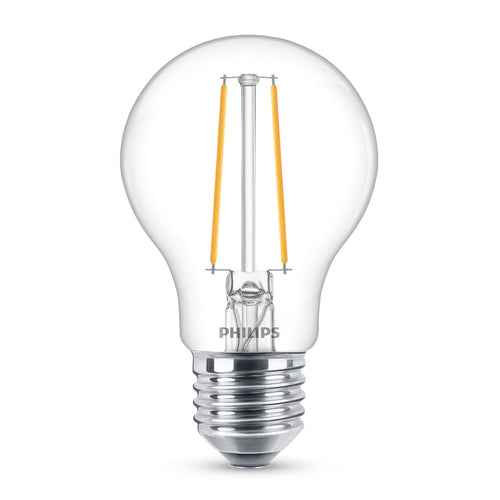 LED filamentpære E27 A60 2,2W 250lm 2700K klar - Philips forfra