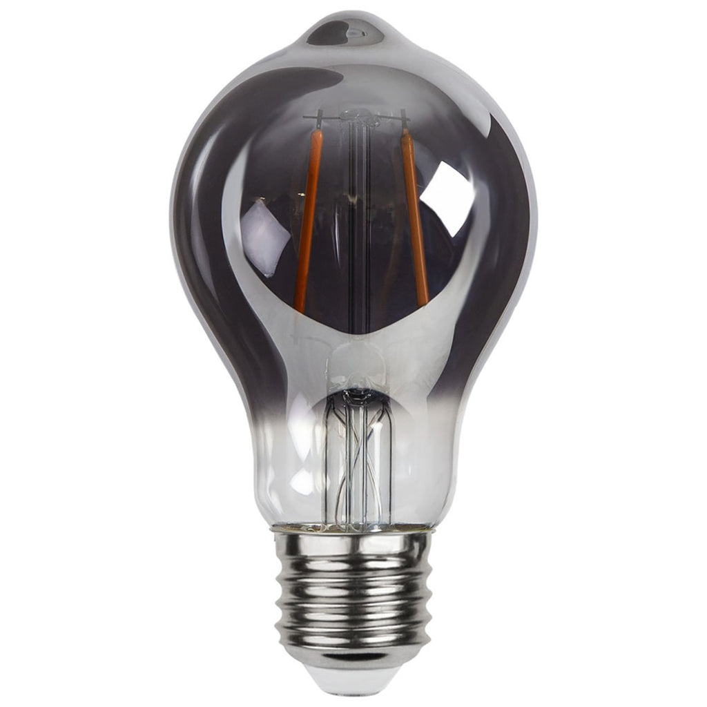 LED filamentpære E27 A60 2W 2100K røykfarget bakside
