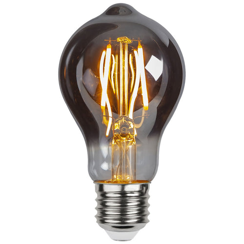 LED filamentpære E27 A60 2W 2100K røykfarget forfra