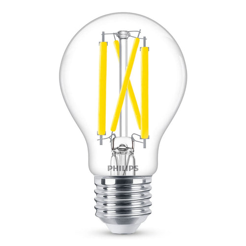 LED filamentpære E27 A60 klar 10,5W WarmGlow dimbar Philips forfra