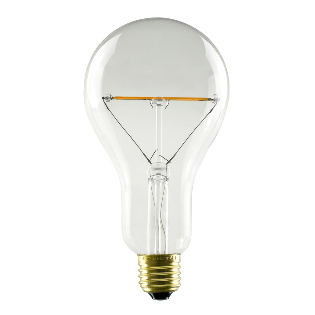 LED filamentpære E27 A90 3W 2200K dimbar klar nærbilde av filament