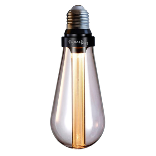 LED filamentpære E27 dråpeform røykfarget 2W dimbar - Buster + Punch forfra