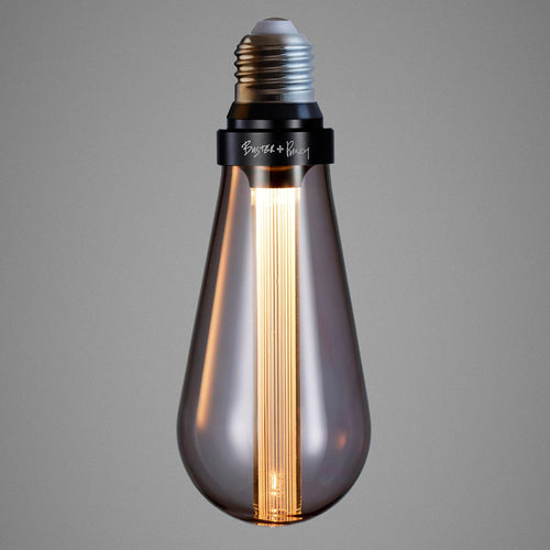LED filamentpære E27 dråpeform røykfarget 2W dimbar - Buster + Punch detalj