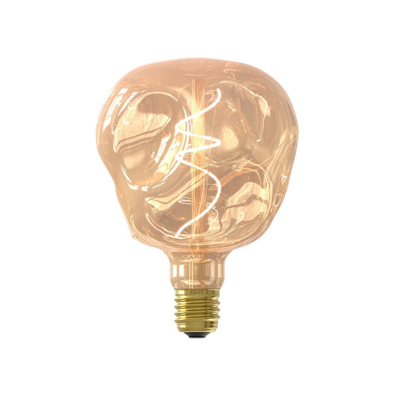 LED filamentpære E27 G125 4W 1800K dimbar gull - Calex forfra
