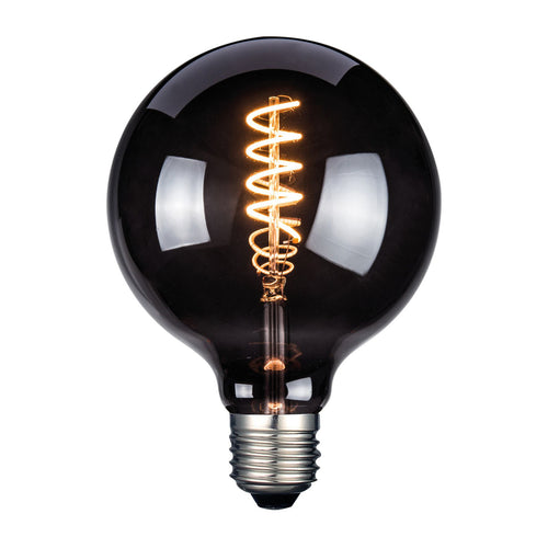 LED filamentpære E27 G125 røykfarget 4W 1800K foran