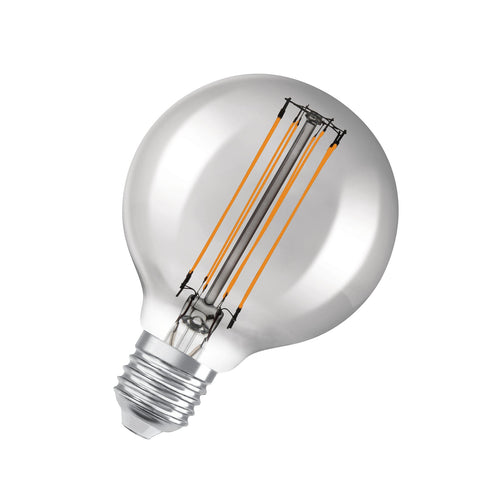 LED filamentpære E27 G80 11W 1800K dimbar røykgrå forfra