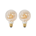 LED filamentpære E27 G95 3,8W 2700K dimbar amber 2-pk forfra