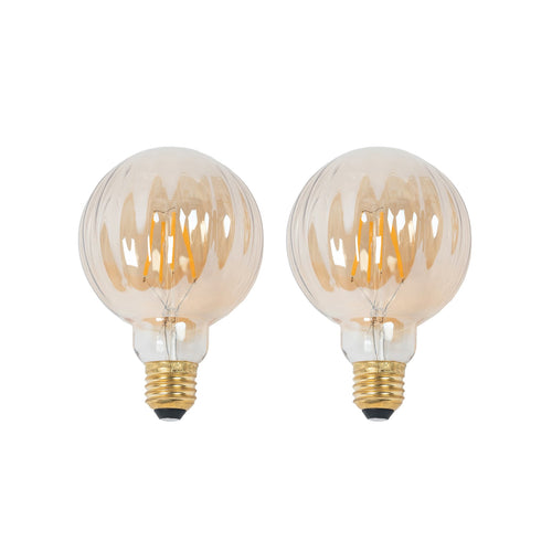 LED filamentpære E27 G95 3,8W 2700K dimbar amber 2-pk forfra