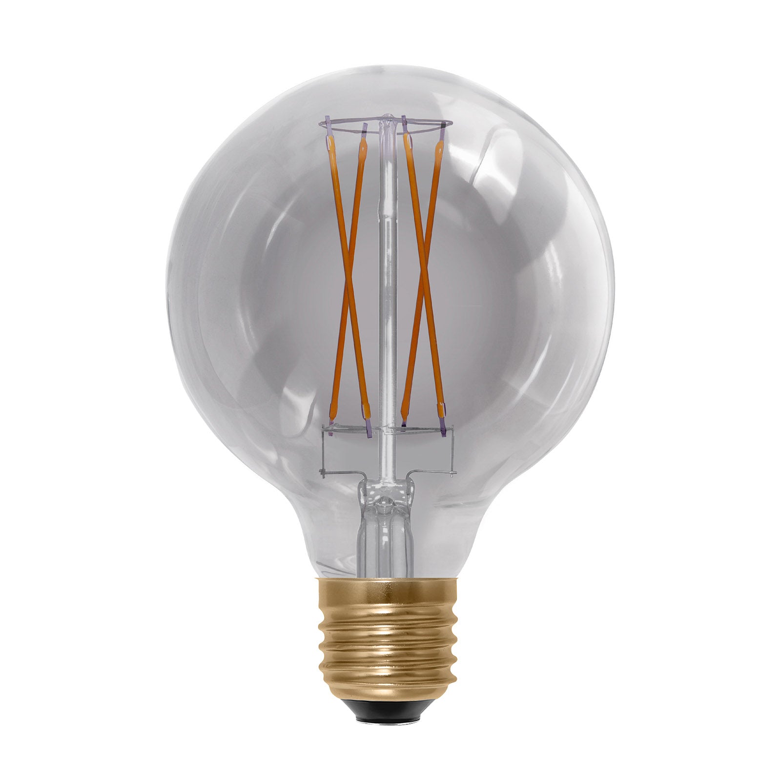 Bakside av LED filamentpære E27 G95 5W 1900K dimbar røykfarget