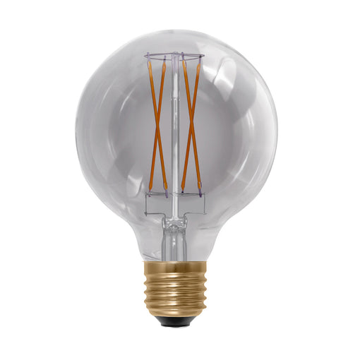 Bakside av LED filamentpære E27 G95 5W 1900K dimbar røykfarget