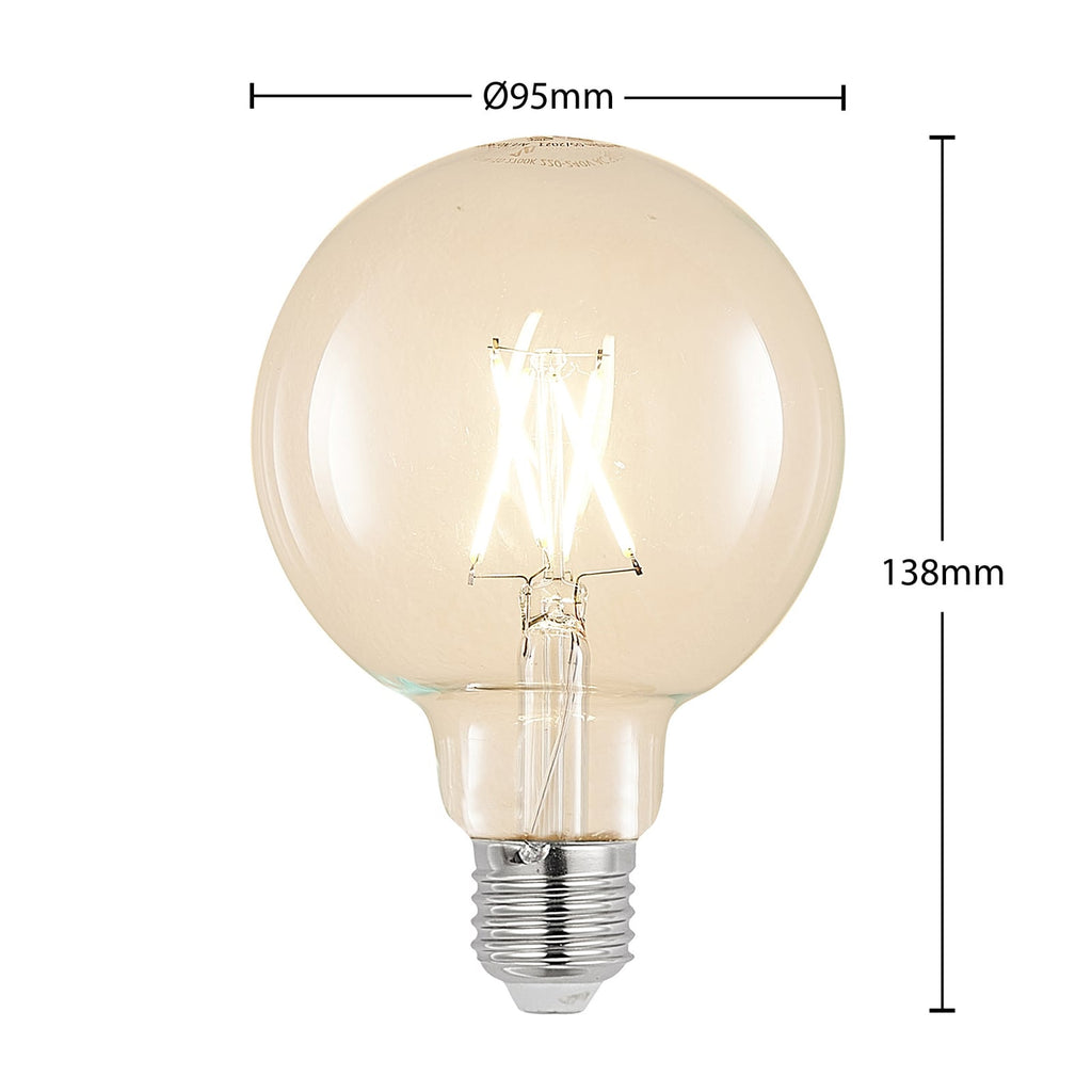 Bakside av LED filamentpære E27 G95 globe 4W dimbar klar 2700K - Arcchio