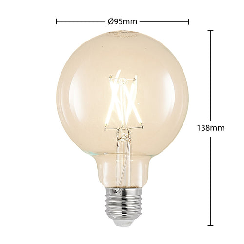 Bakside av LED filamentpære E27 G95 globe 4W dimbar klar 2700K - Arcchio